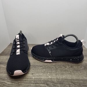 KURU Black Athletic Sneakers with Pale Pink Accents